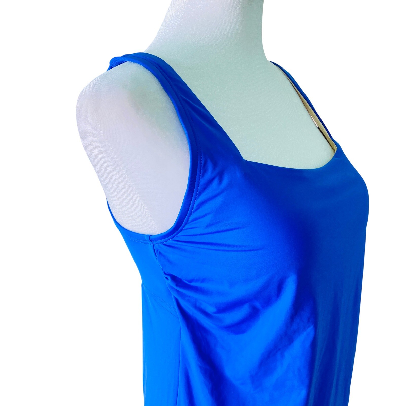 Duluth Trading AKHG Lost Lake Built-In Bra Tankini Blue UPF 50 Adjustable Size 4