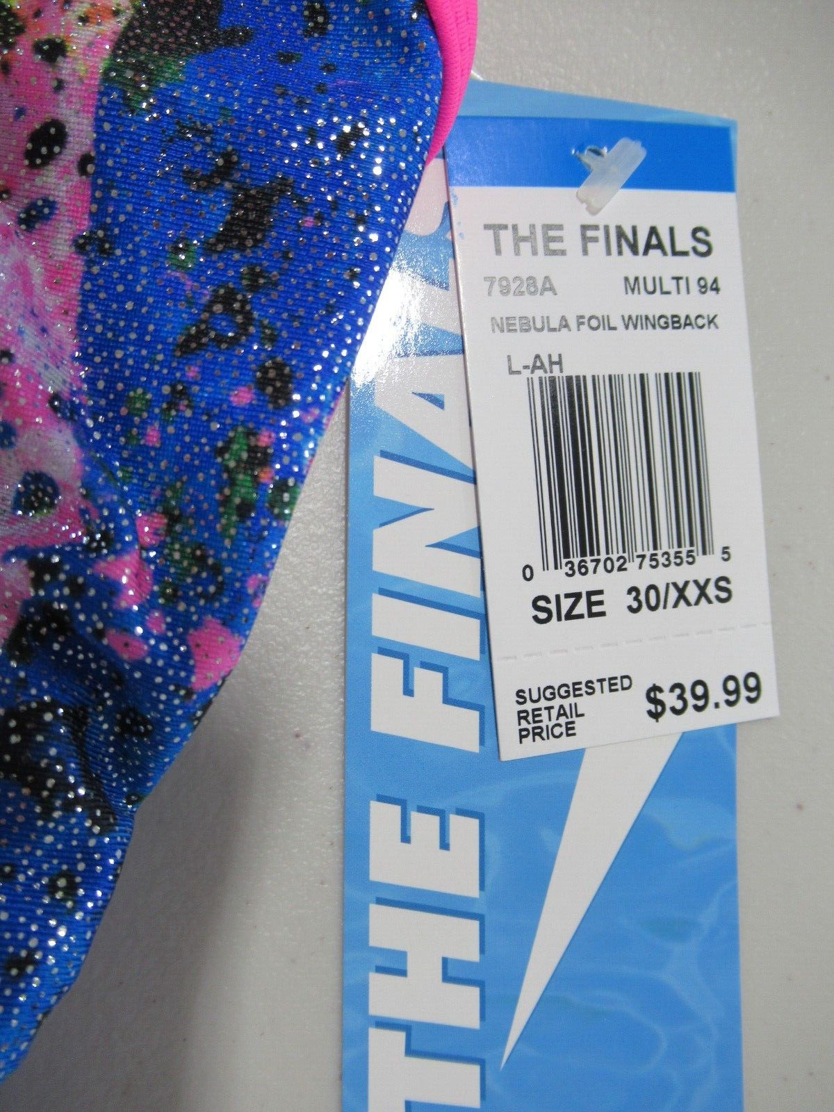 TYR The Finals Blue Speckled Foil Wingback One Piece Swimsuit Size 30/XXS