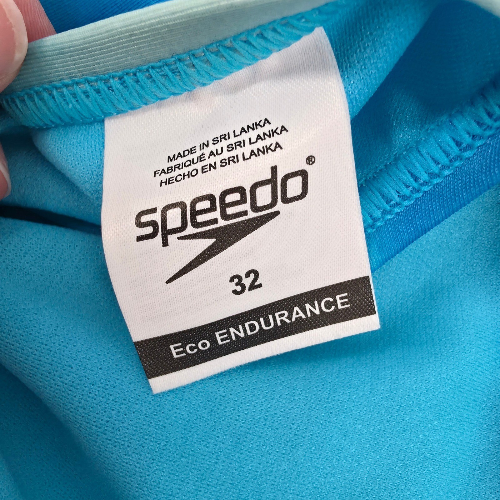 Speedo Eco Endurance One Piece Swimsuit Blue Abstract Size 6 32 UPF 50+ New