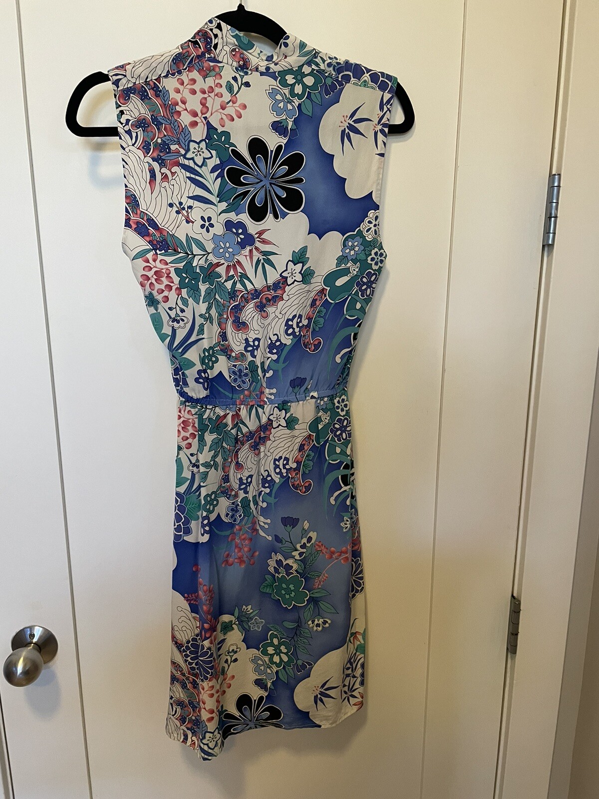 EUC Elie Tahari Womens Blue Floral Sleeveless Silk Mini Dress US 6 $349