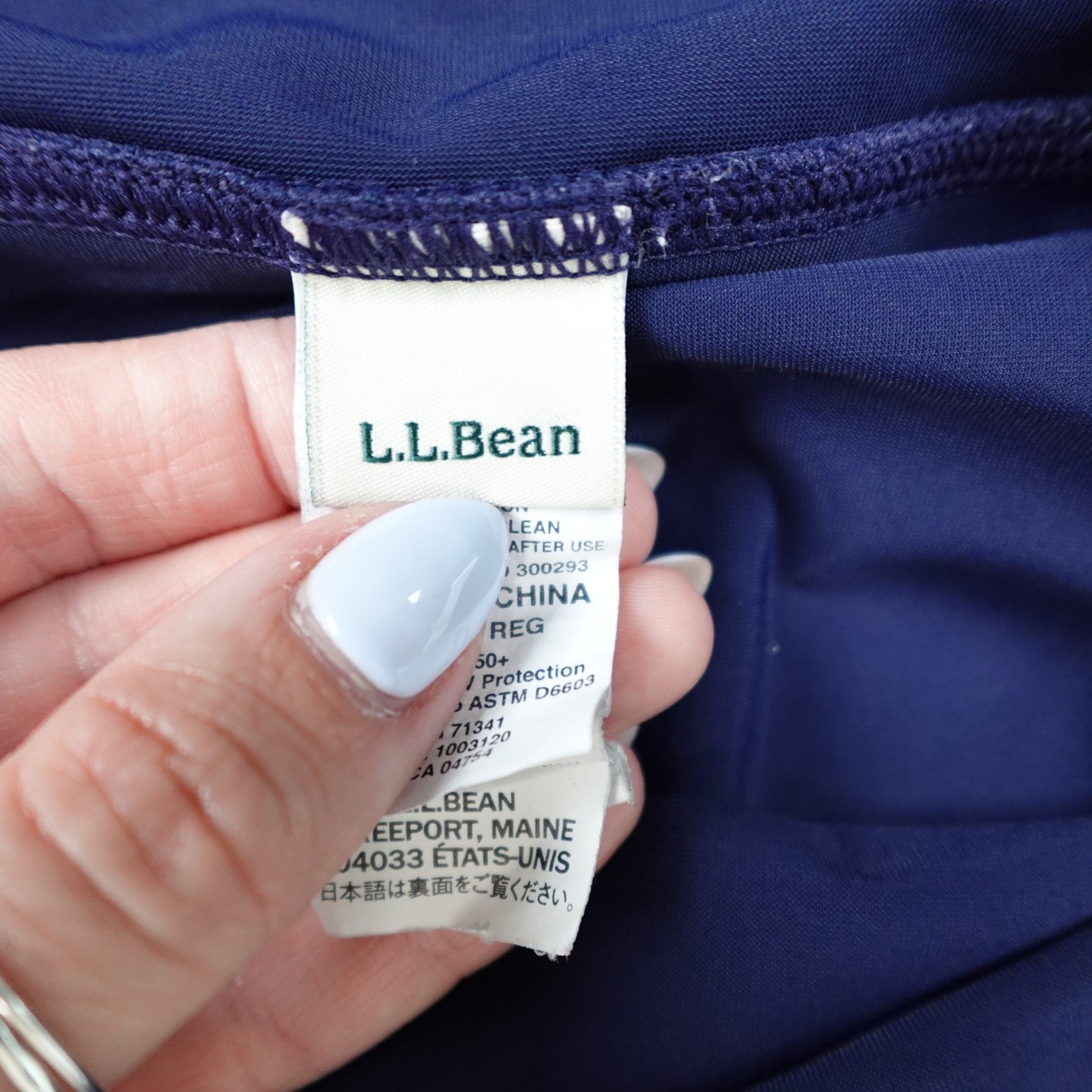 LL Bean Skirt Women 12 Navy Blue Swim Skort Shaping UPF 50 Sun Protection