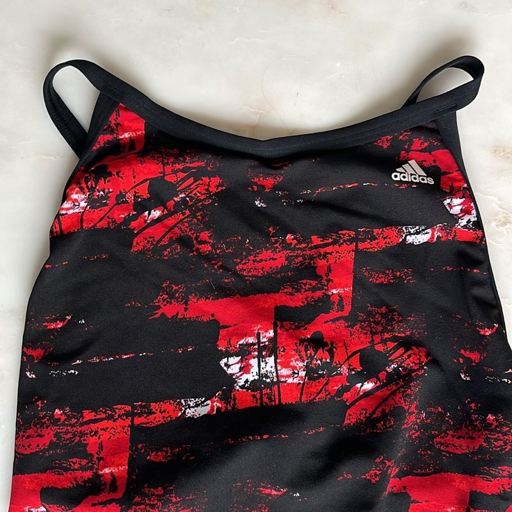 Adidas Vortex One Piece Swimsuit Black Red UPF 50 size 38