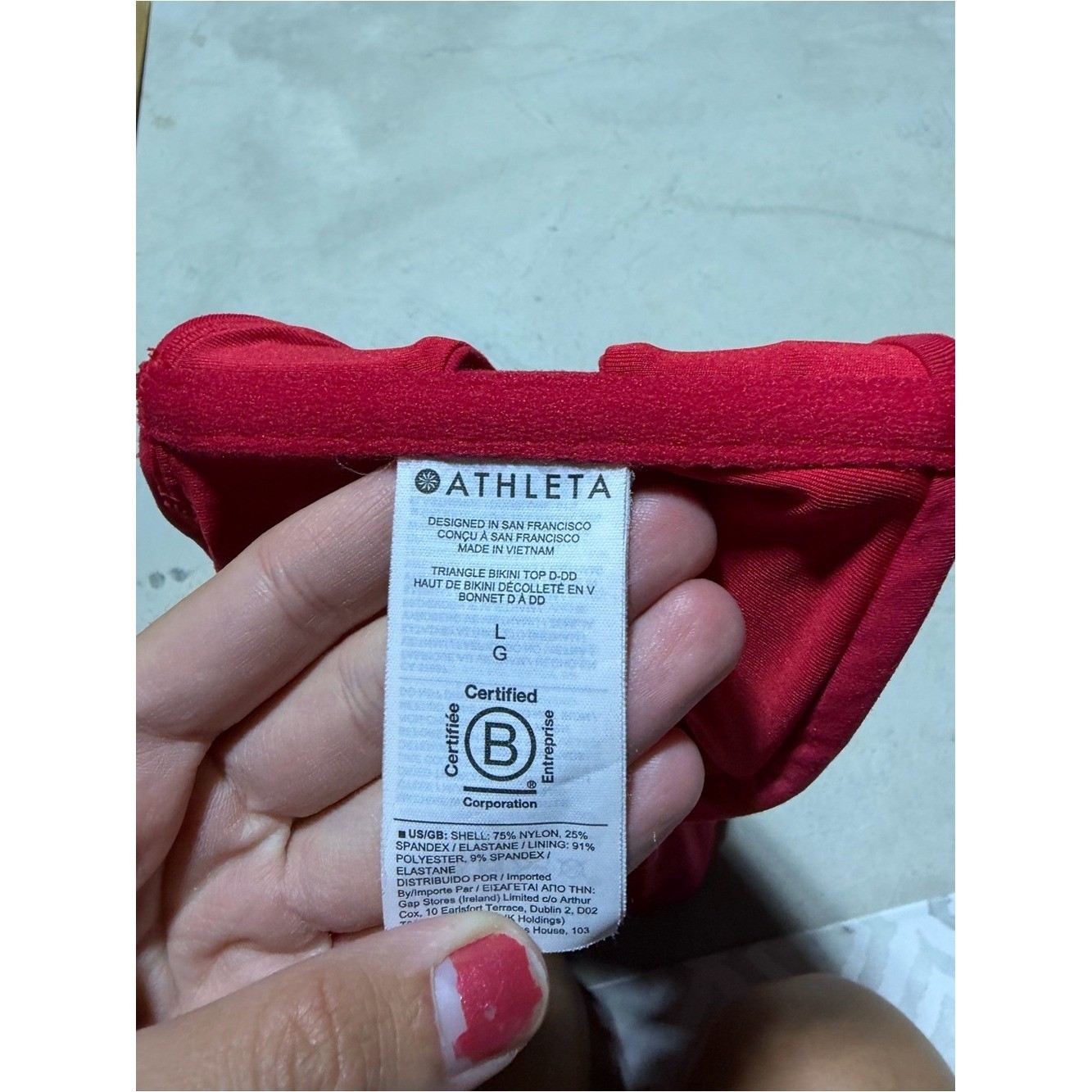 Athlete triangle bikini top D-DD Red Strappy SWIM LARGE