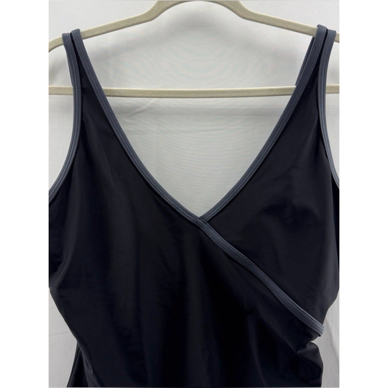 Speedo Black One-Piece Wrap-Front Swimsuit Size 16