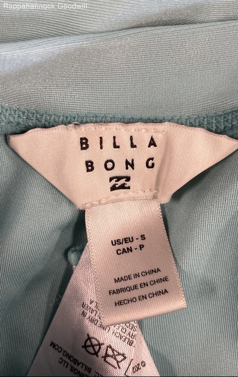 Billabong Women’s Light Blue Zip Front Long Sleeve One Piece Swimsuit Surf Sz S