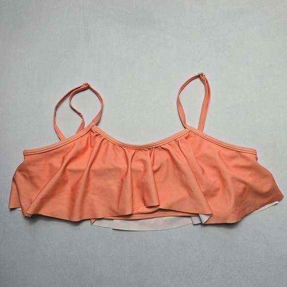 Orange Cover Pull On Swim Boho Fun Sports Bra Beach Bralette Bikini Top L Large