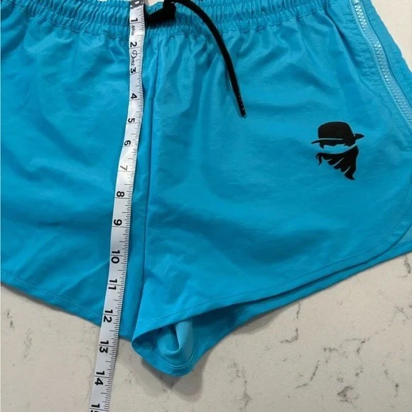 Culprit Women’s Large Swim Shorts Coastal Blue Zip Sides Drawstring Size Large