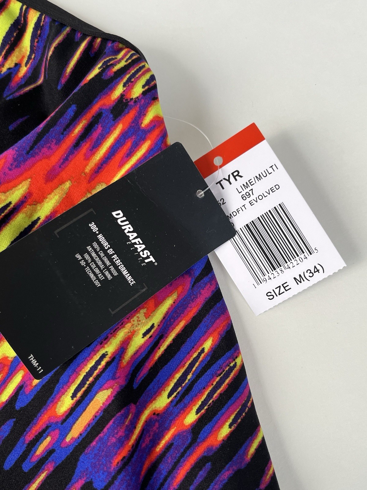 $95 RETAIL New TYR Women’s Durafast Elite Swimsuit Size 34 (M)LIME/MULTI Pattern