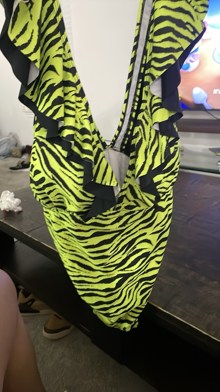 New Marina West Zebra Print Neon Green And Black