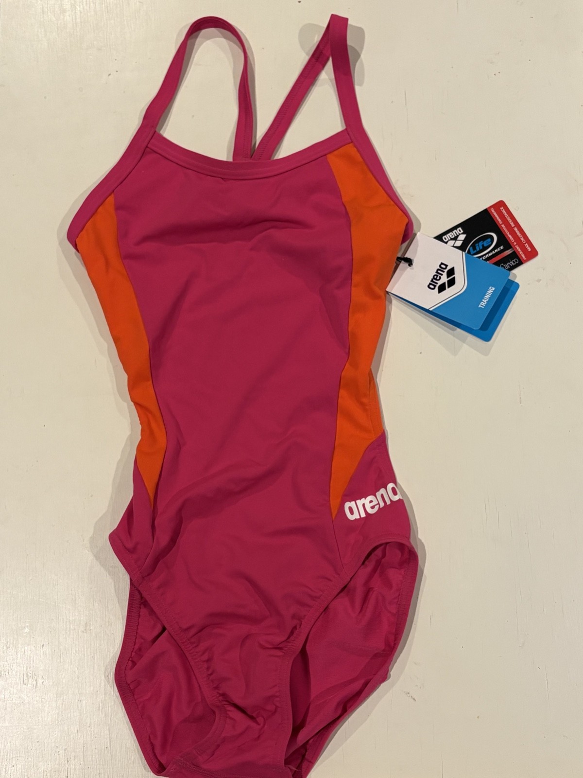 ARENA DIRECTUS CHALLENGE BACK High Performance ONE PIECE SWIMSUIT NWT Rose/Mango