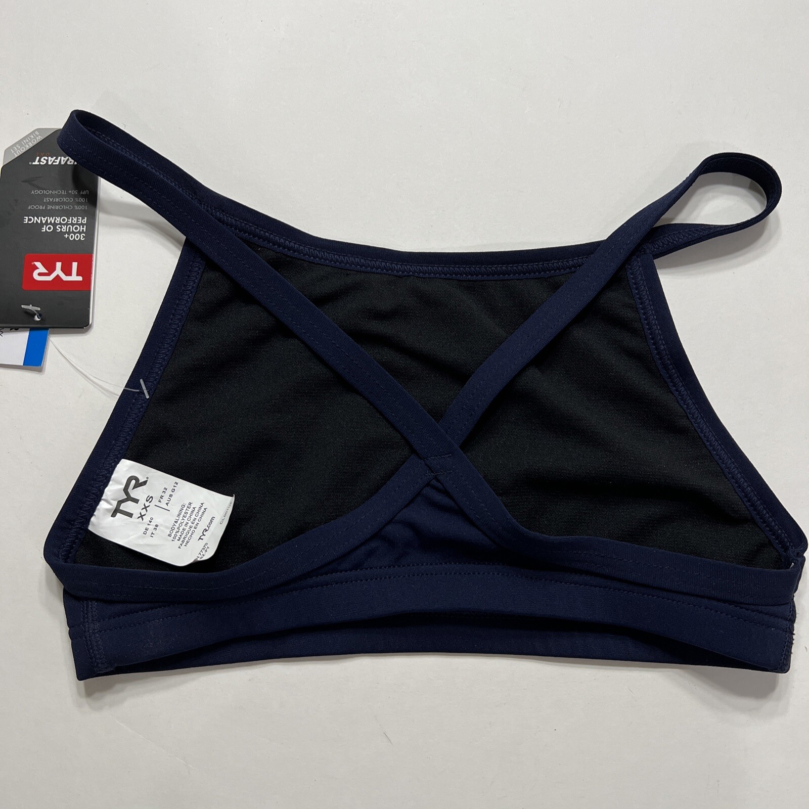 NEW TYR Women’s Durafast Elite Solid Diamondfit Workout Bikini Top Navy XXS