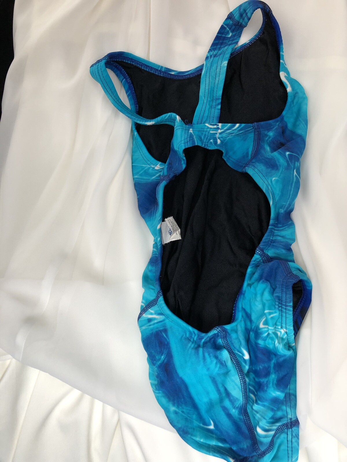 Blue & White Dolfin One Piece Swimsuit Sz 22 Swim Team, Practice, Training Suit
