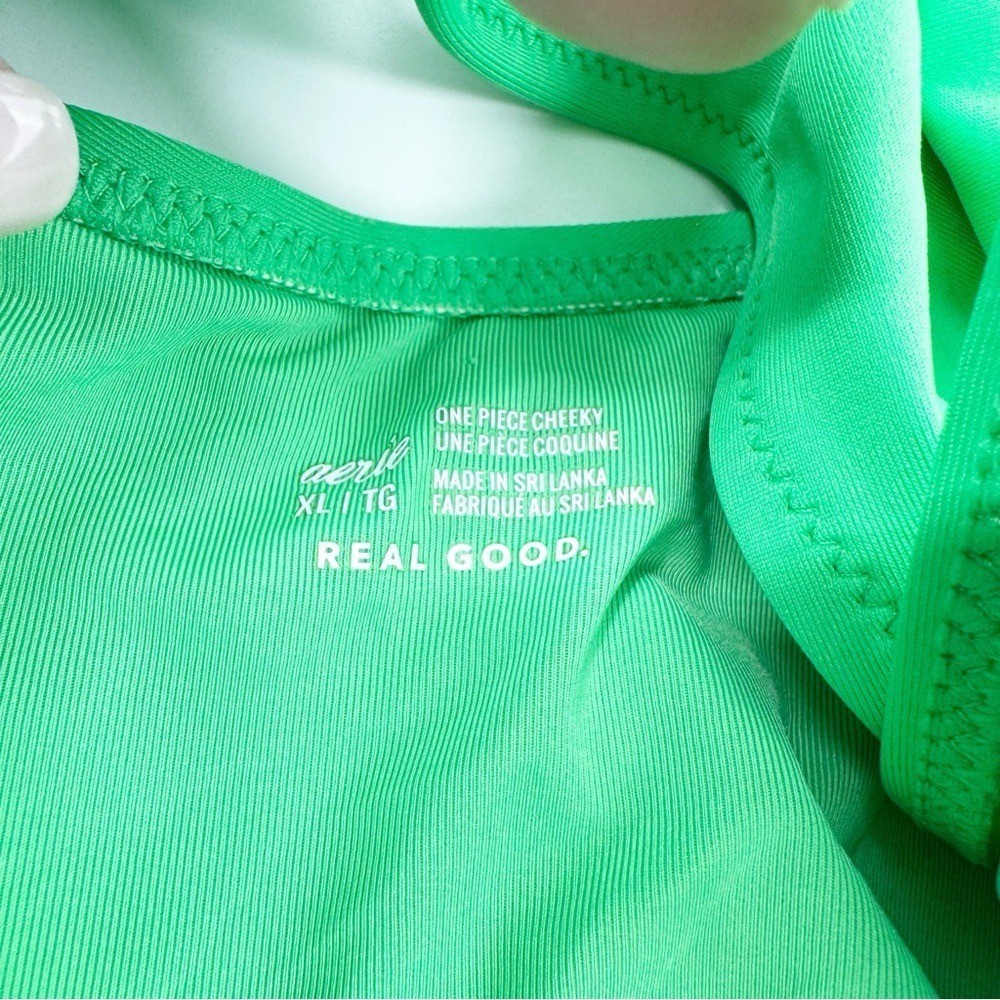 ✅ Aerie Cut Out One Piece Swimsuit GREEN SIZE X-LARGE