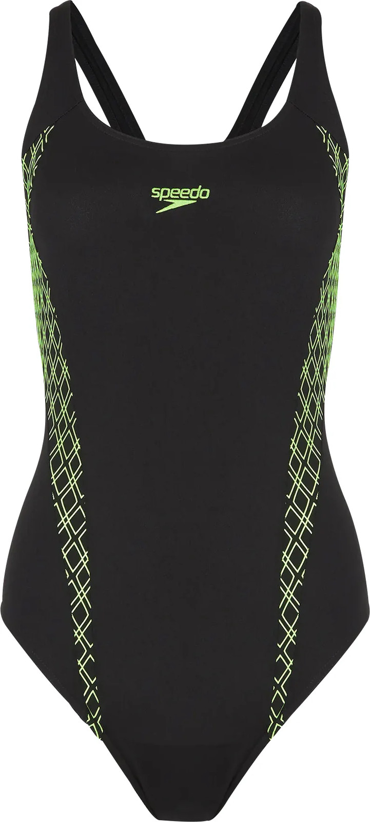 Speedo Panel Muscleback Womens Swimsuit Black Swimming Lined Ladies Swim Suit