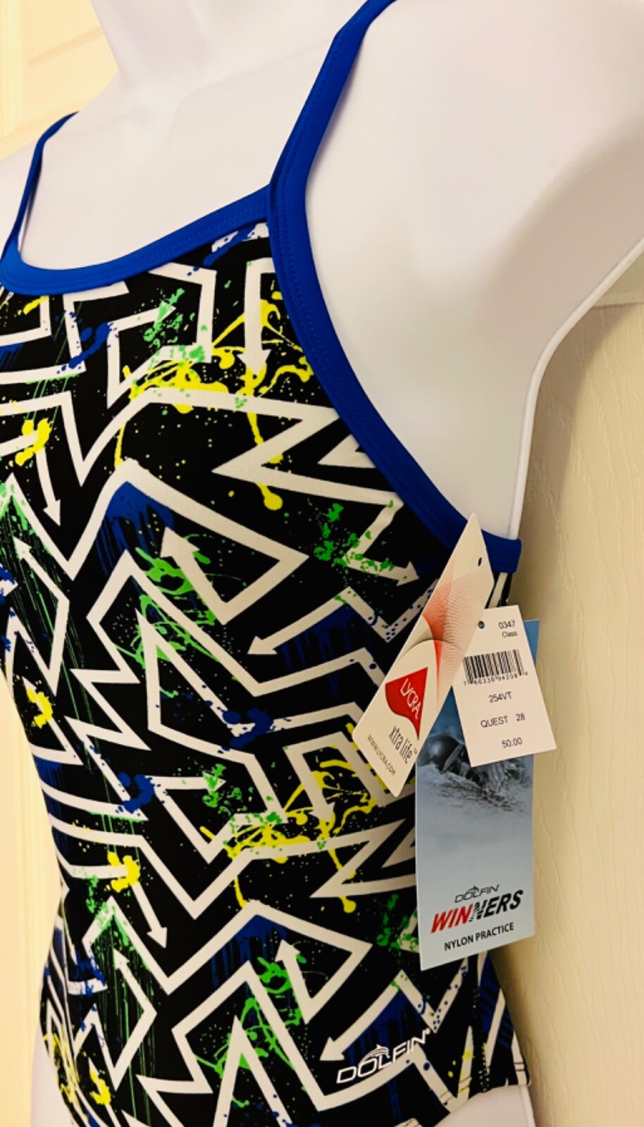 DOLFIN LADIES SIZE 28 QUEST PRINT N/S TRAINING PRACTICE SWIMSUIT Sz 28 (XS) NWT