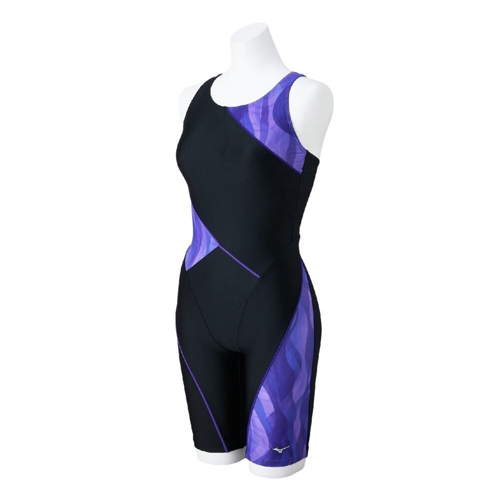 Mizuno Women’s Swim Fitness All-in-One Swimsuit Back Strap Color Cocktail BK/VLT