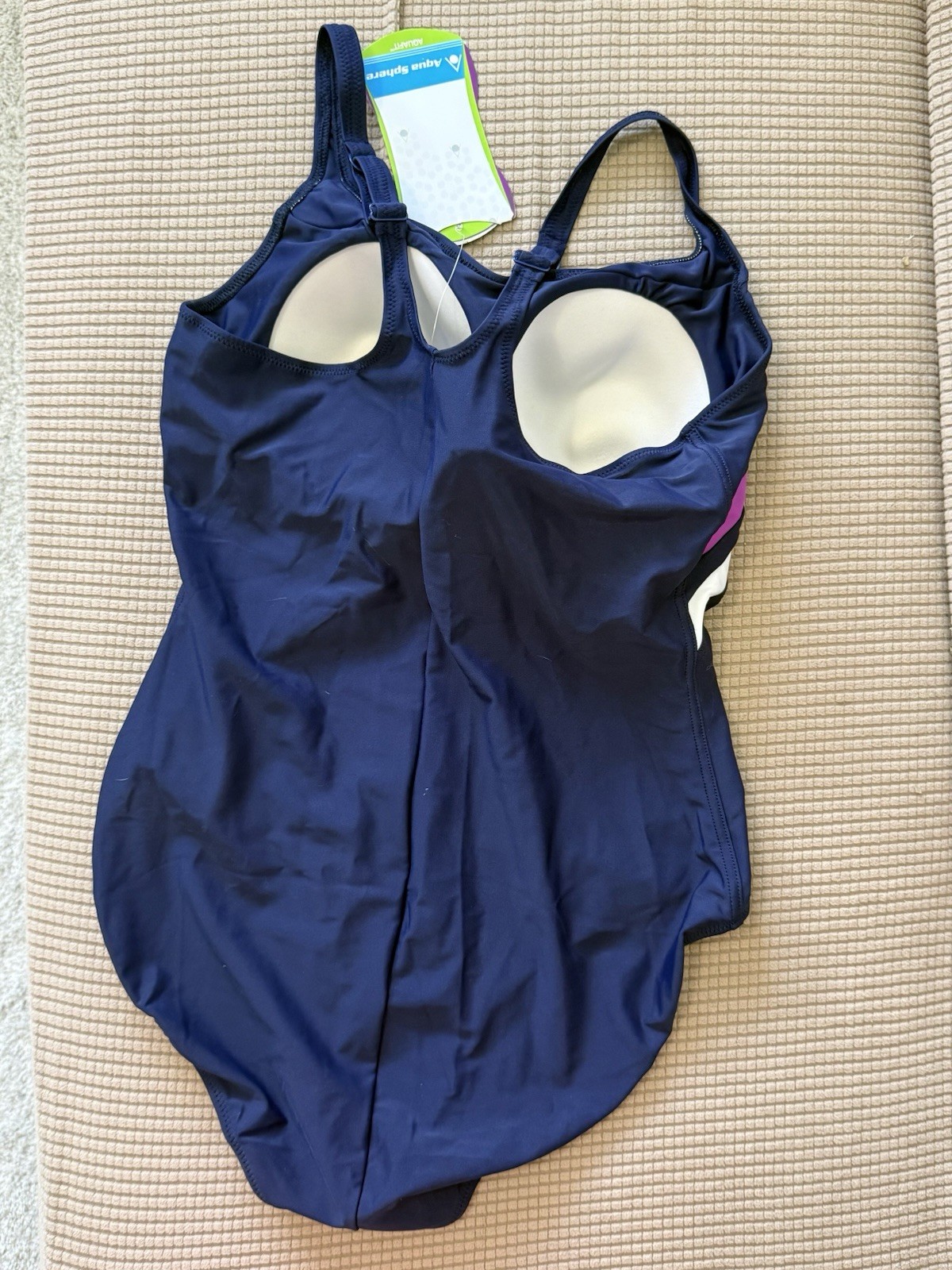 Aqua Sphere Women’s Competitive One Piece Swimsuit Navy Stripe Size 40