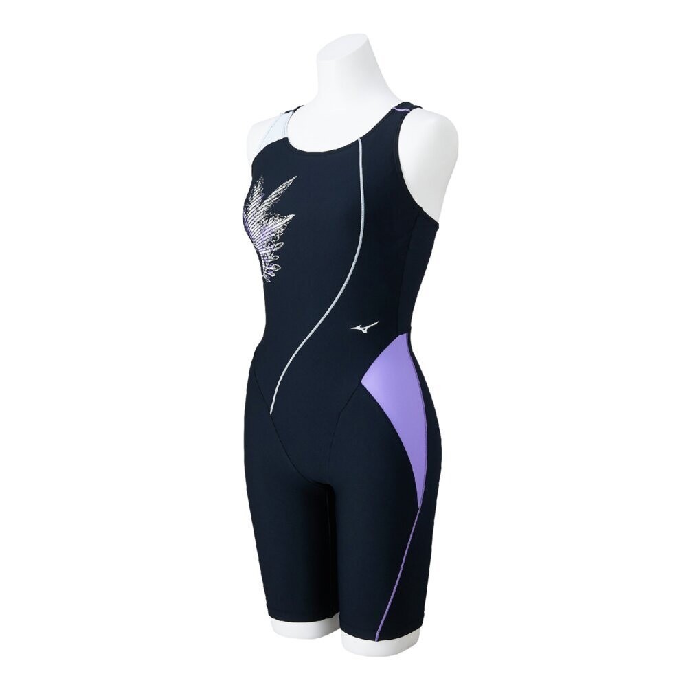 Mizuno Women’s Swim Fitness All-in-One Swimsuit Back Strap Stroke ONE Black/IVY