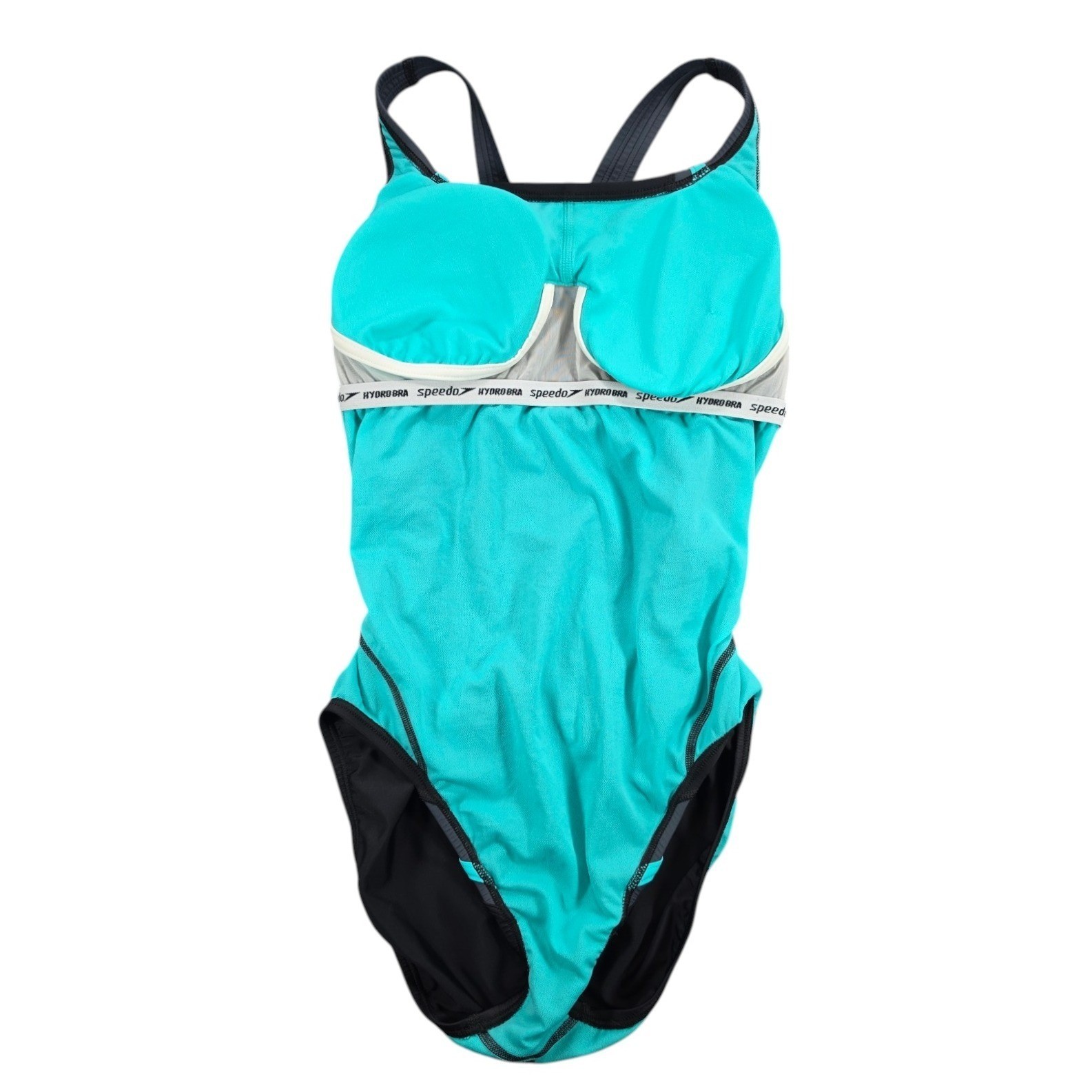 Speedo Athletic One Piece Swimsuit Womens Size 10 PowerFLEX Eco Turquoise Black