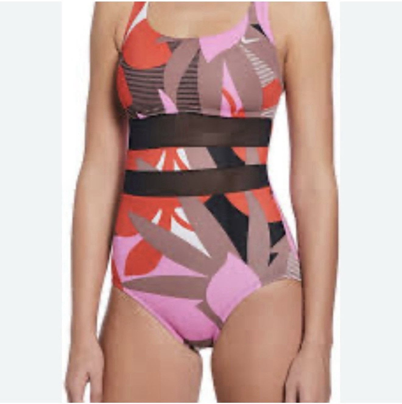 Nike One Piece Competitive Swimwear Swimsuit L Pink Red Floral