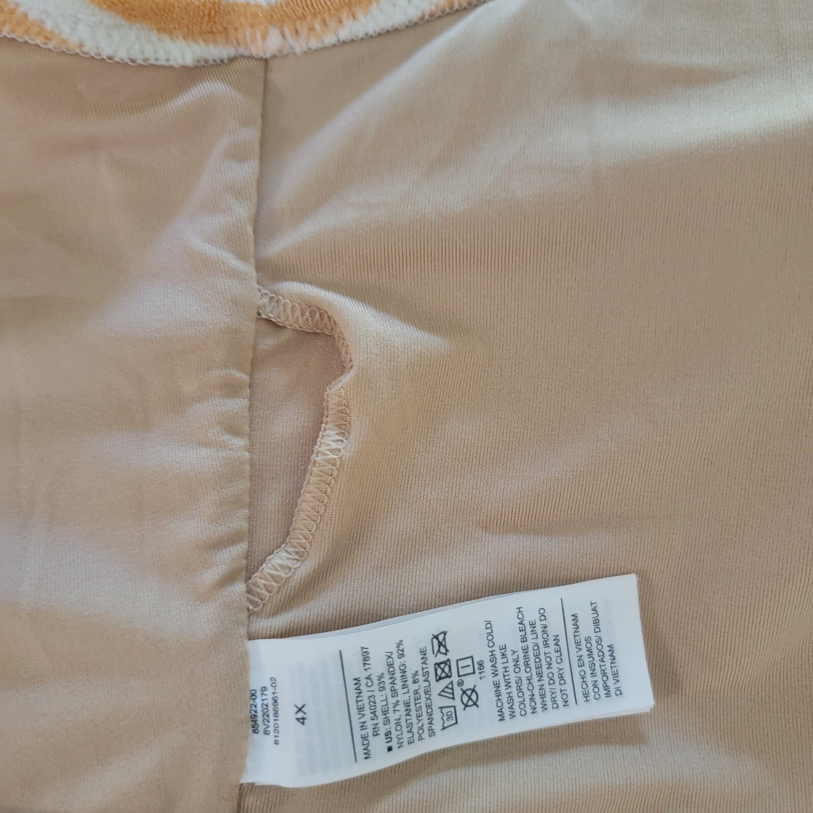 Old Navy Orange & Cream Striped Swim Top Beach Vacation V-Neck 4X Soft Material
