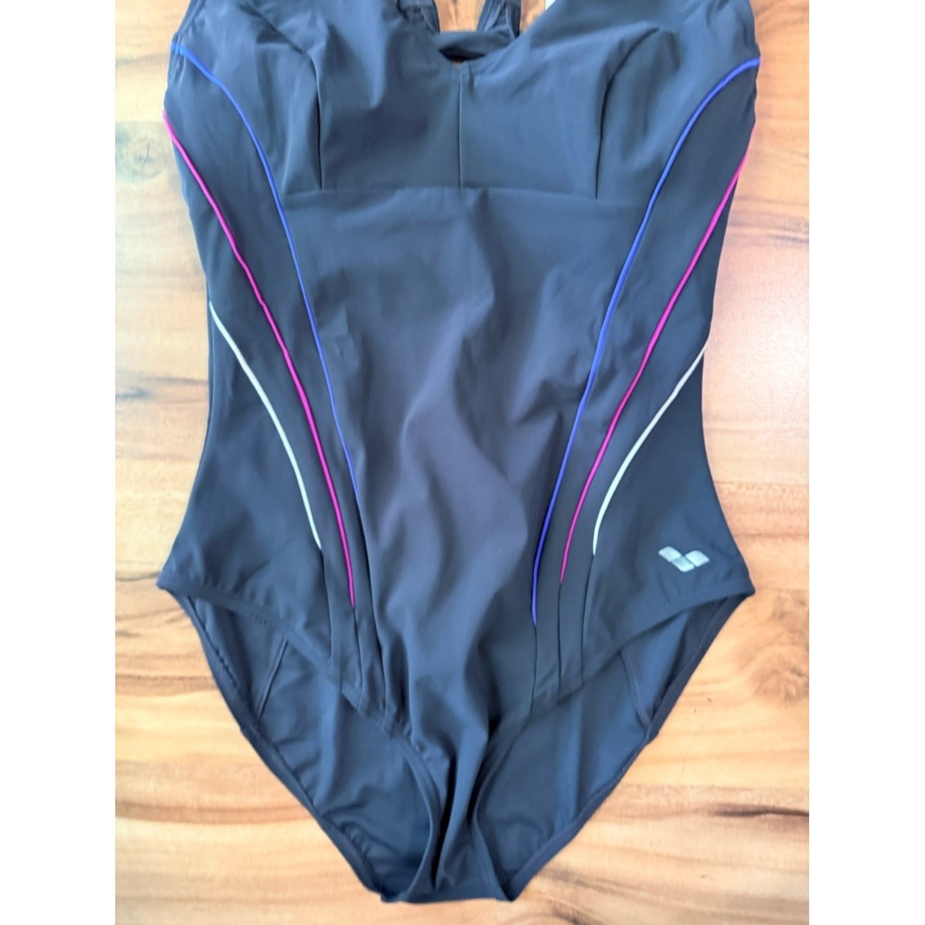 Arena SHAPEWEAR MARINA EYE BACK ONE PIECE Night Grey Bright Blue Rose Size 36