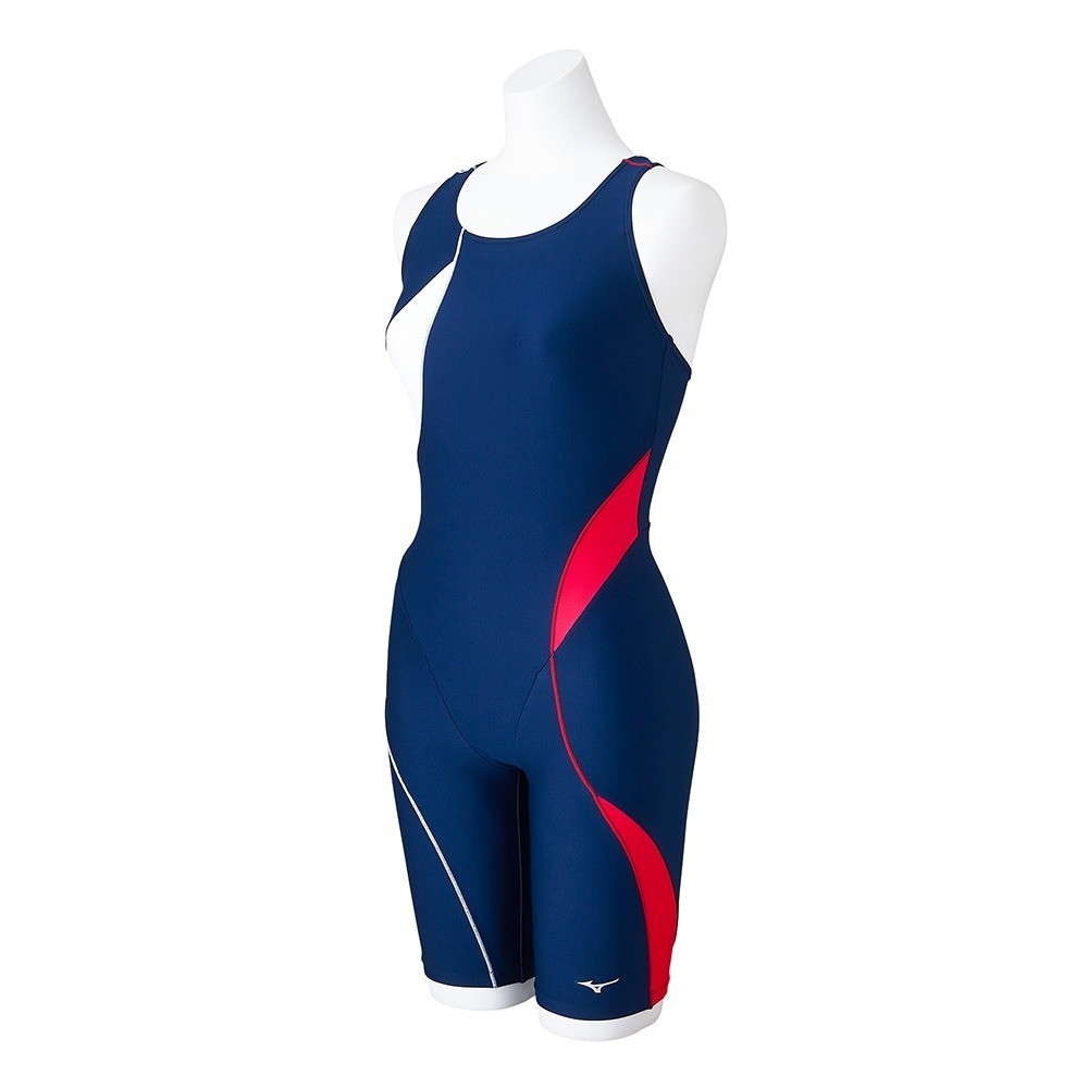 Mizuno Women’s Swim Fitness All-in-One Swimsuit Stroke ONE Navy/White/Red 2025SS