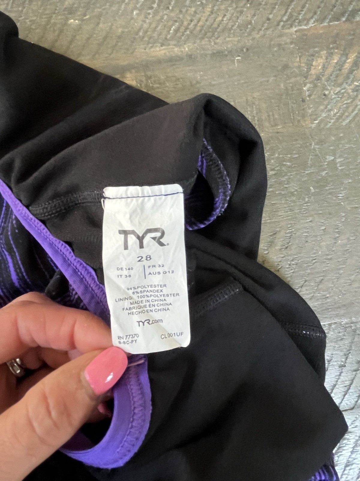 TYR Competitive Swimsuit 28 One Piece Purple Black Youth 10 12 / Womens 0