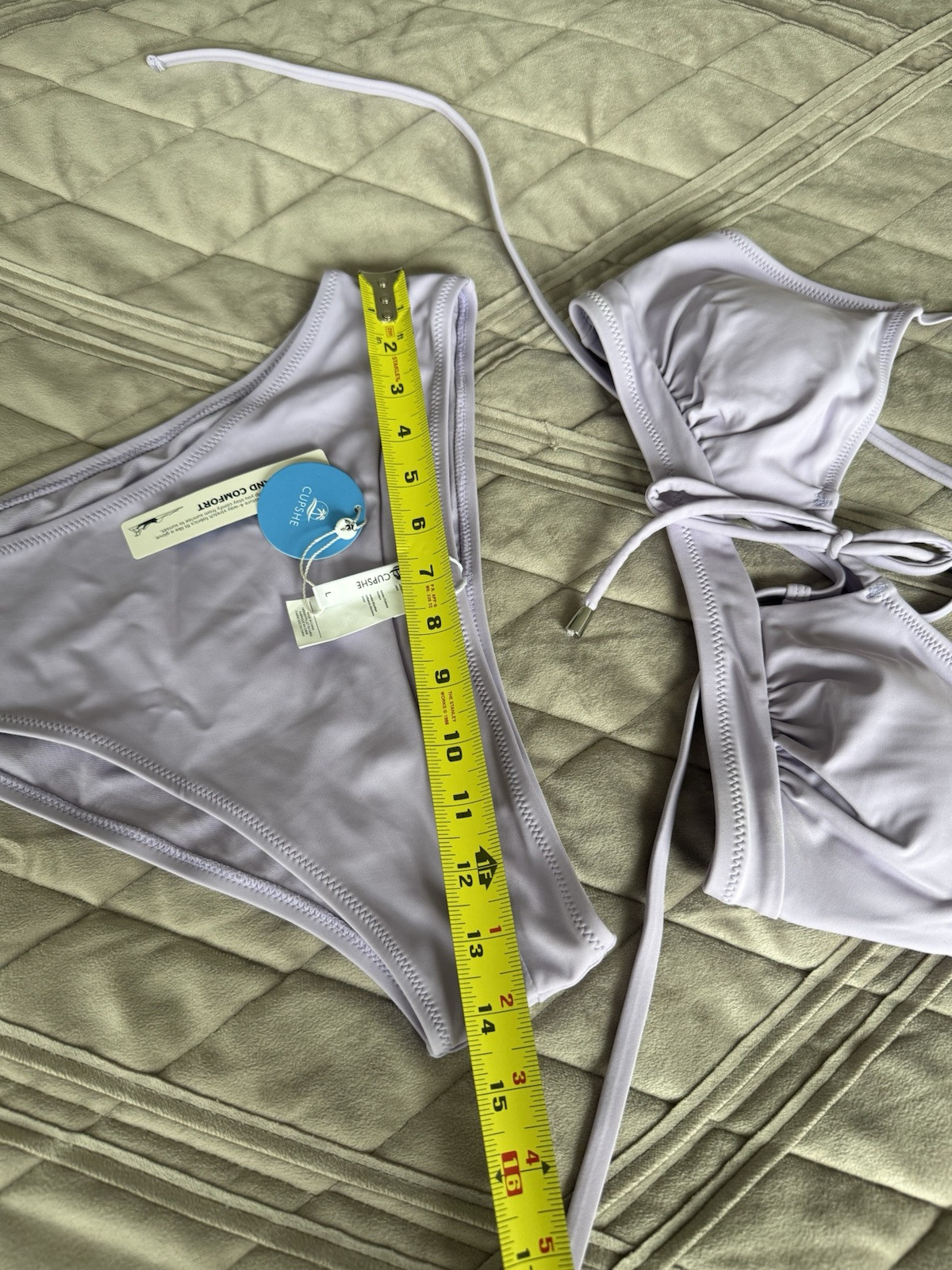 CUPSHE Women’s Lavender High Waisted Bikini 2Pcs Set Size Large