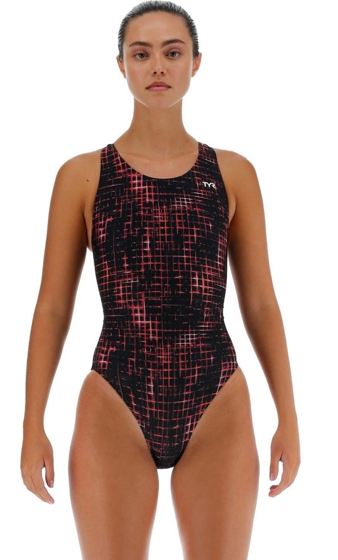 New TYR Women’s Size 30 (S) Atrix Maxfit Swimsuit Black Red Durafast (T12-15)