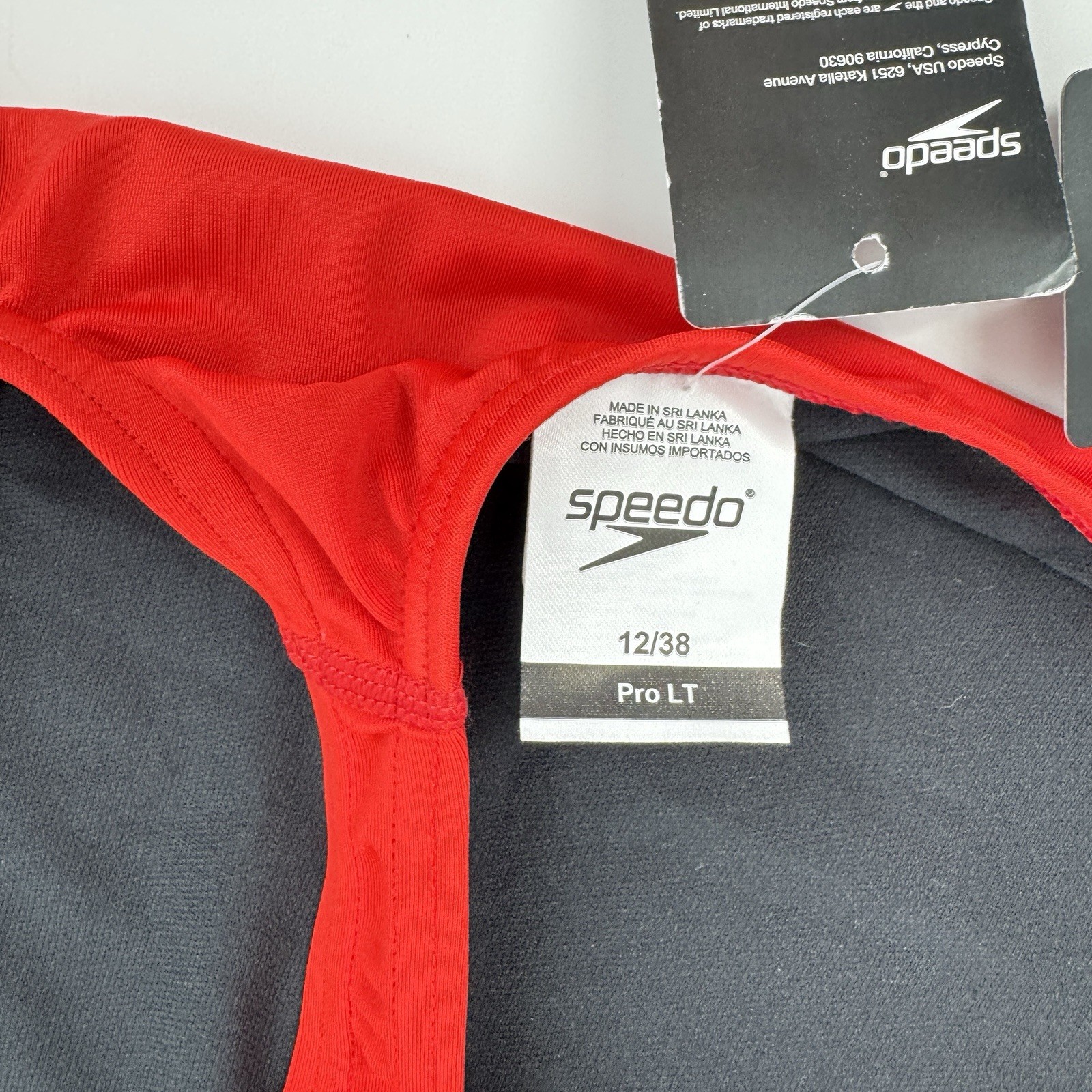 NWT Speedo Pro LT One Piece Swimsuit Red Team Size 12/38 Racing Training Swim