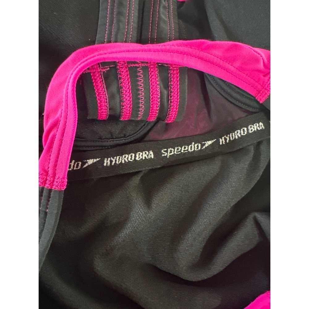 Speedo Swimsuit Size 8 Pink & Black One Piece Hydro Bra Athletic Womens