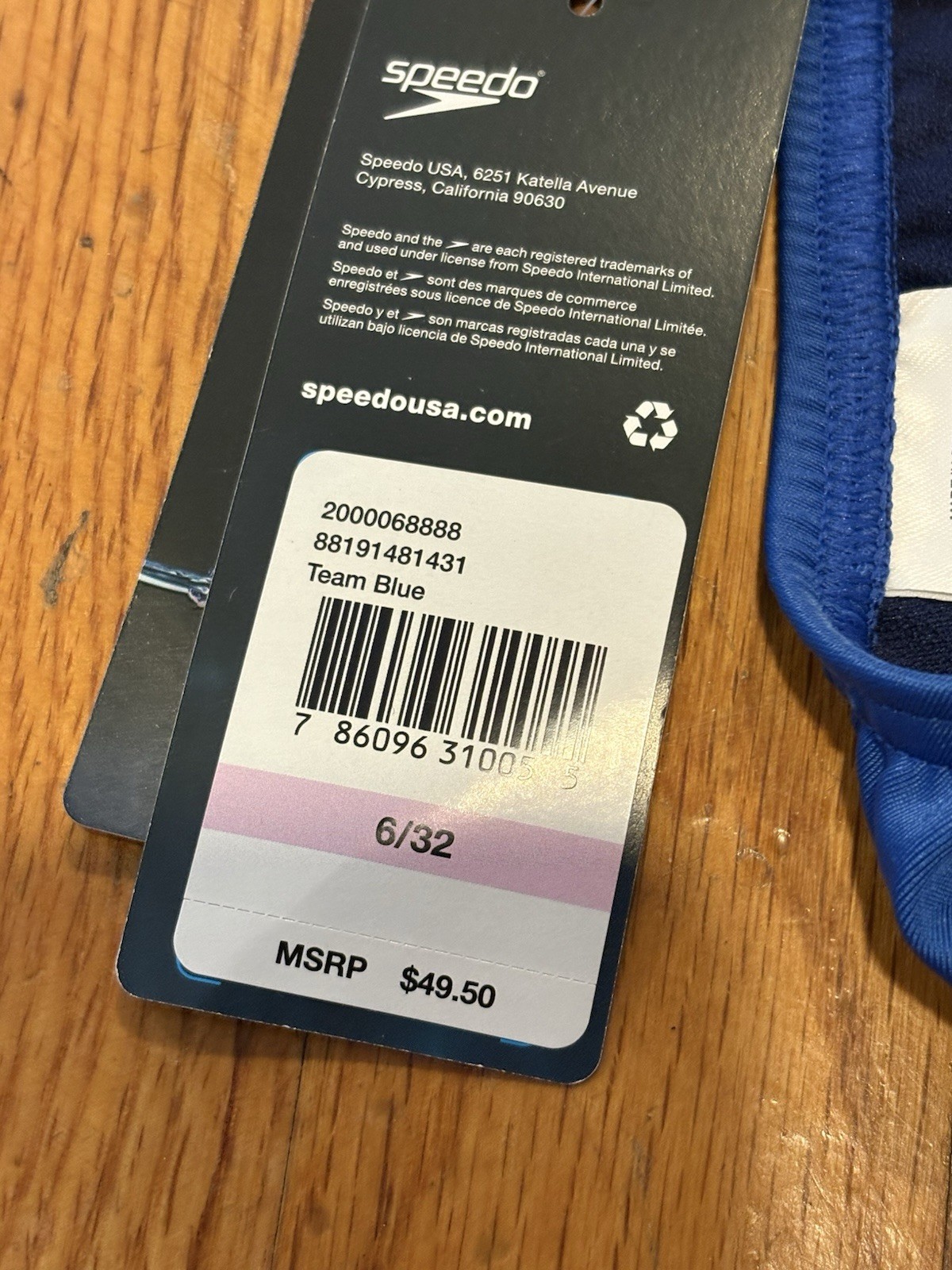 Speedo Team Blue One Piece Competitive Super Pro Back Swimsuit 6/32 Polyester
