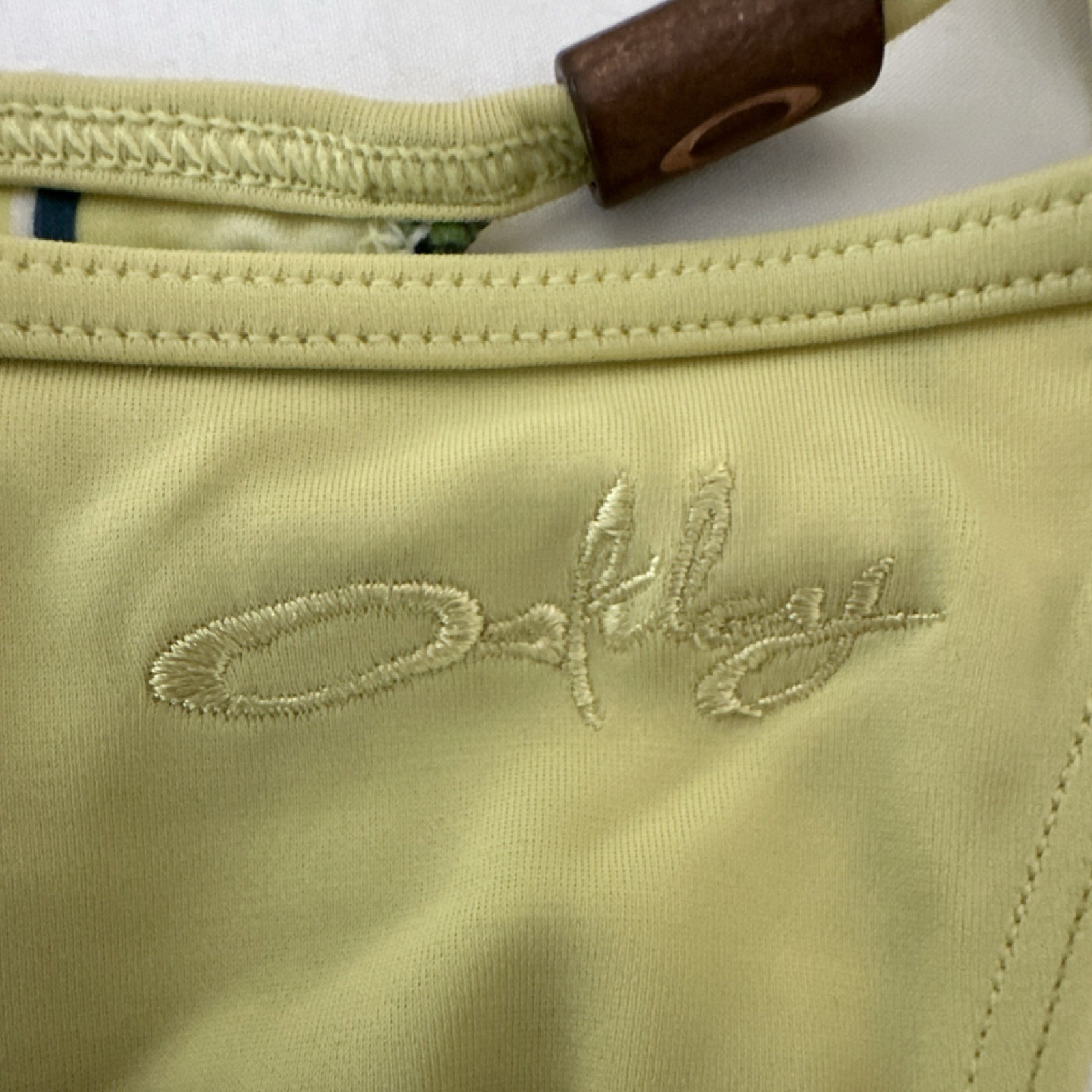 Oakley Bikini Triangle Top Yellow Green Plaid Swimwear for Swimming