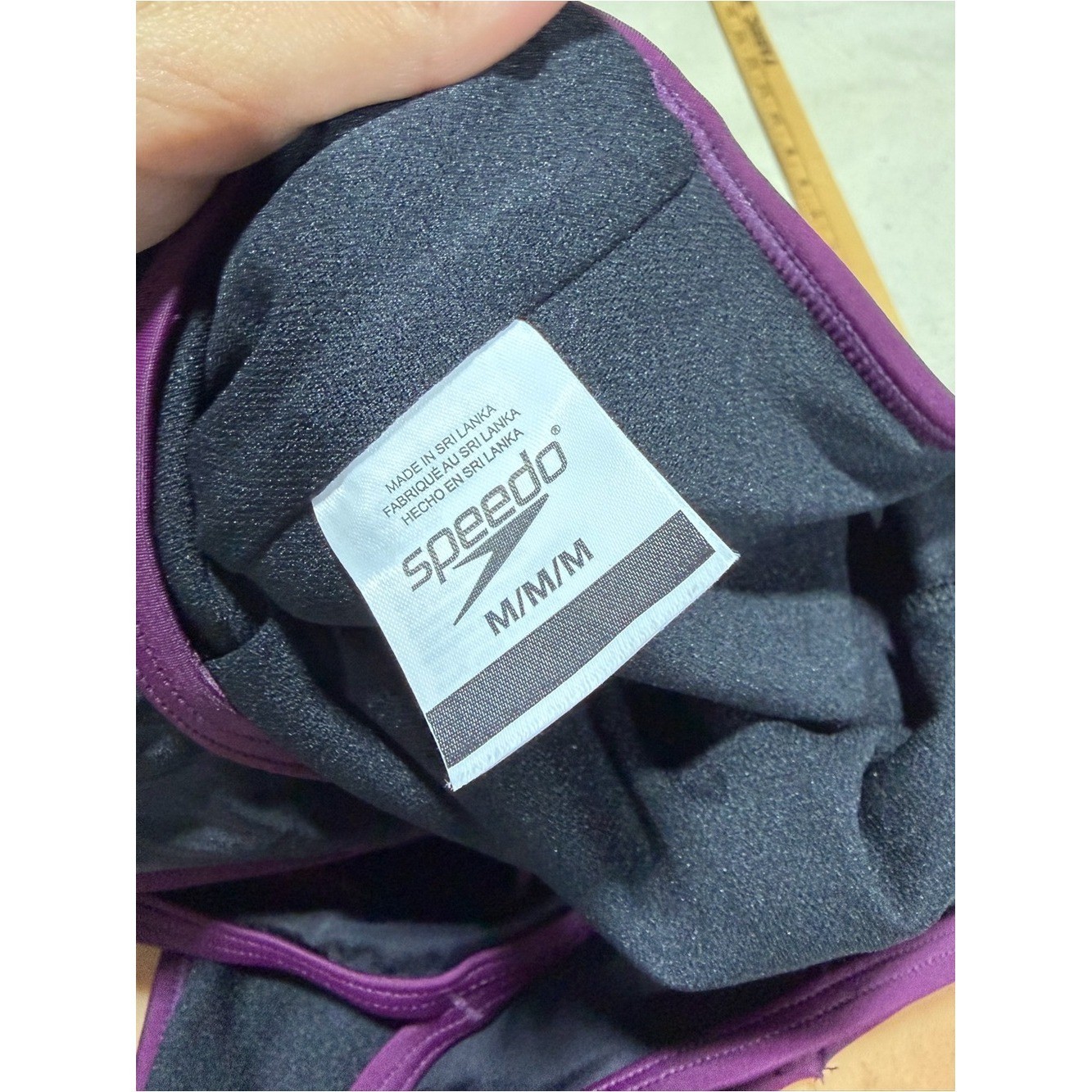 Speedo Plum and Black Performance One-Piece Swimsuit medium