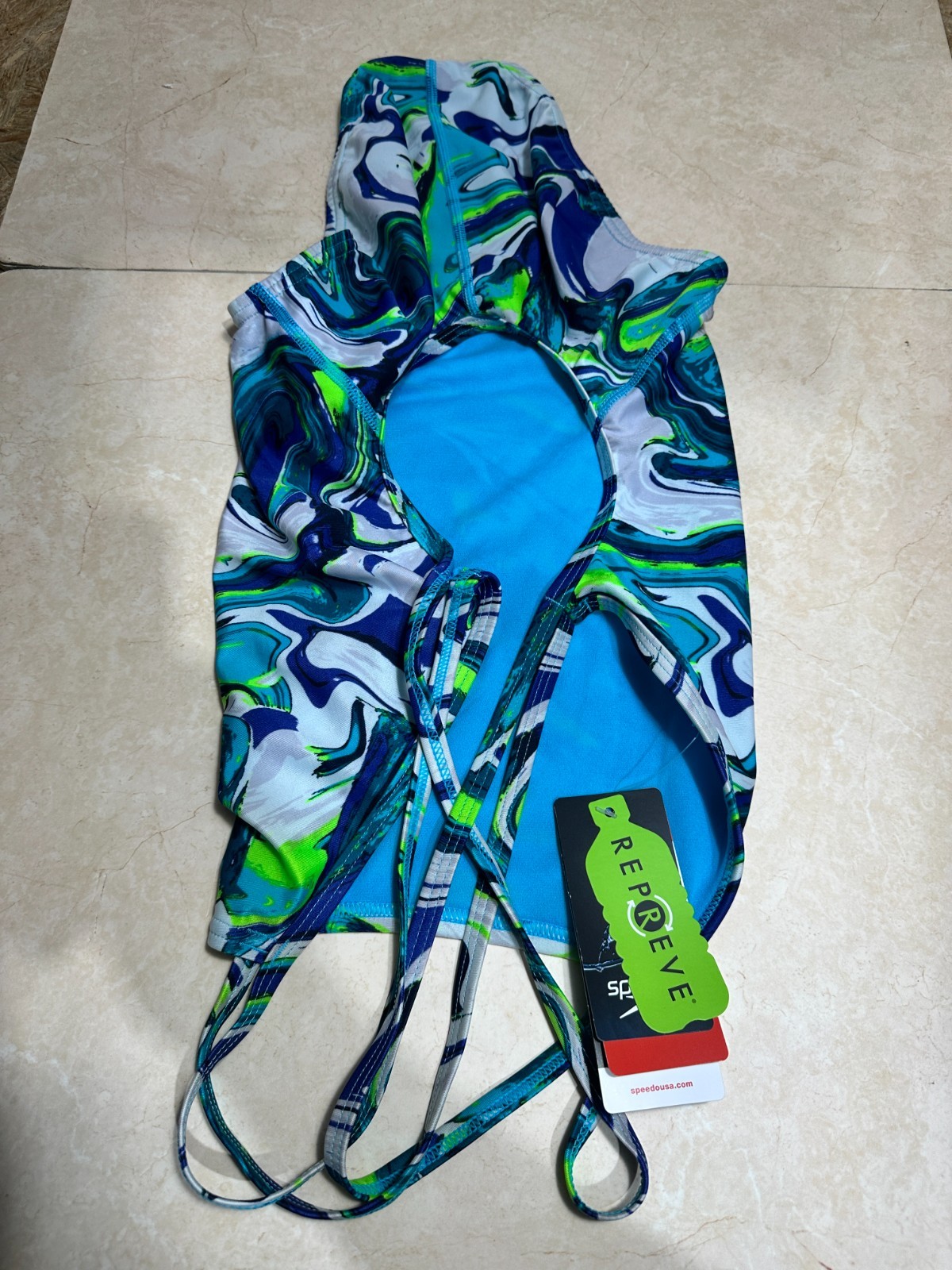 Speedo Women’s Standard Swimsuit One Piece ProLT Marble Blue Atoll 30 NWT’s.