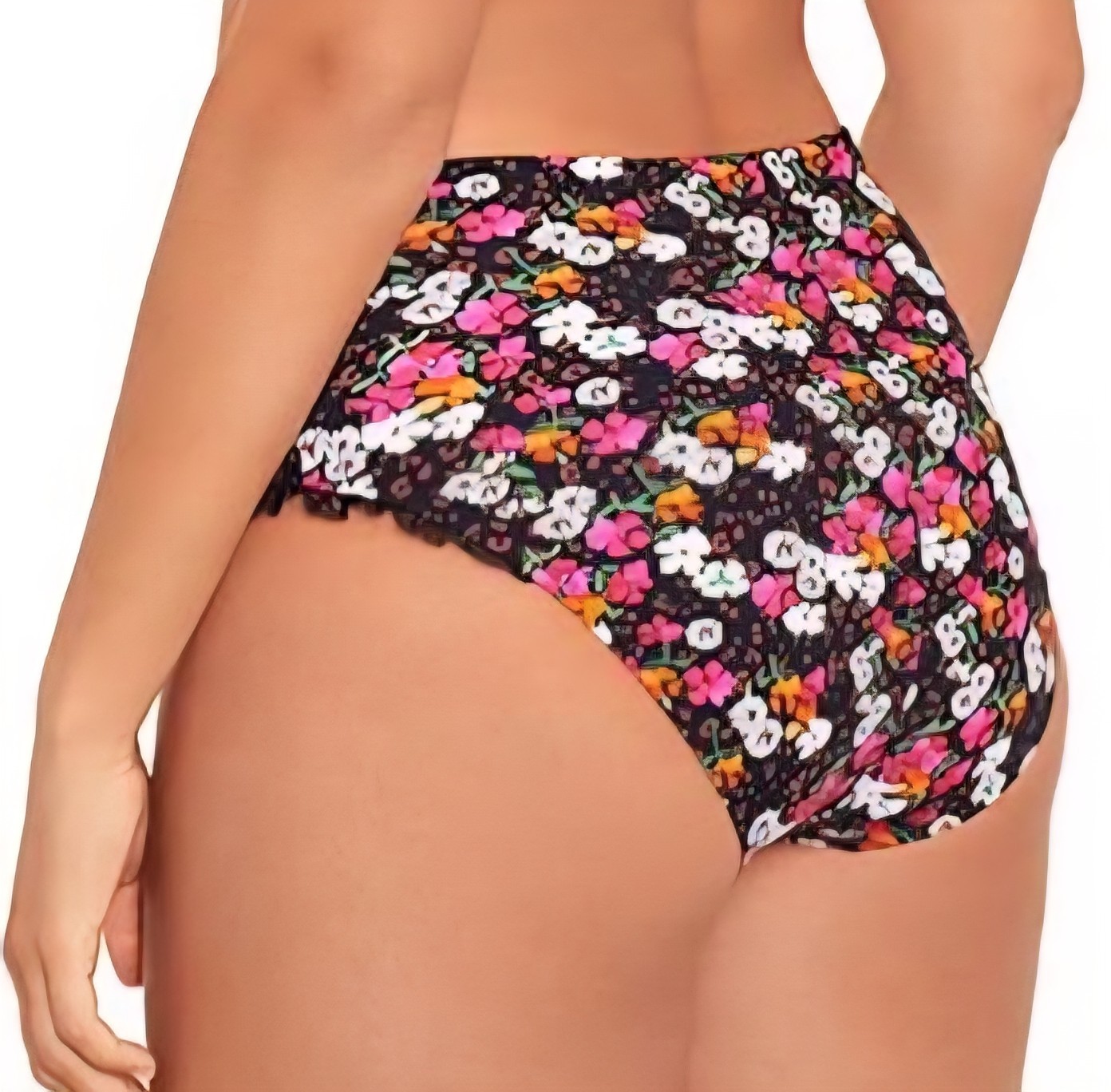 NEW SKINNY DIPPERS – S Daisy Duke Black Floral Multi Swimsuit Bottom