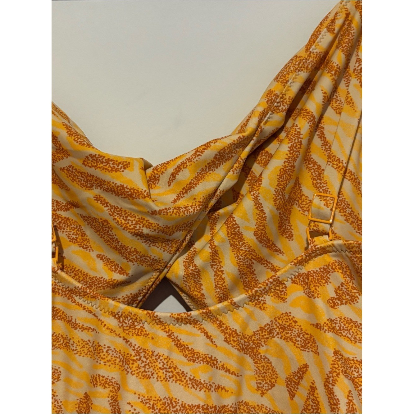 Aerie tiger cheetah print cutout one piece swimsuit orange size large