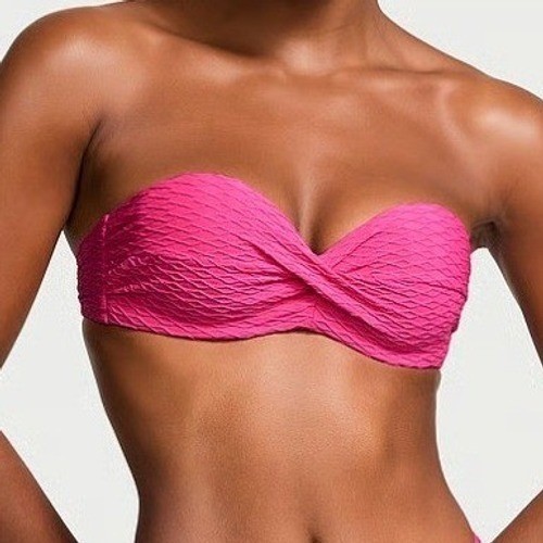 Victoria’s Secret Pink Bandeau Bikini Top Twist Push Up Swim 38DDD NWT Beach