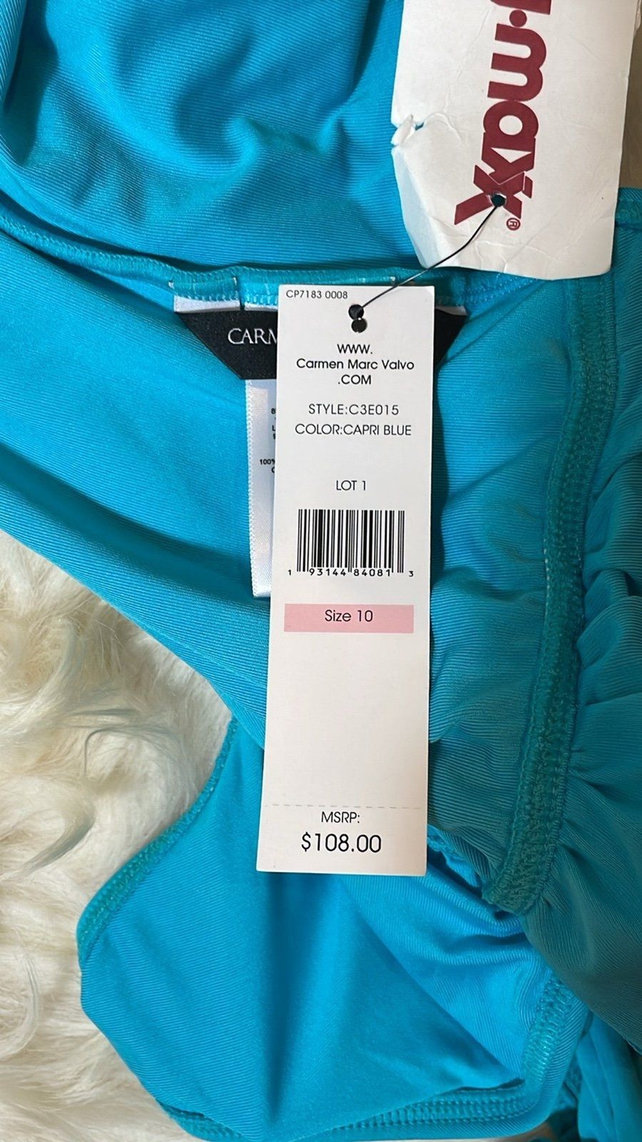 Carmen Marc Valvo Capri Blue One Piece Swimsuit NWT
