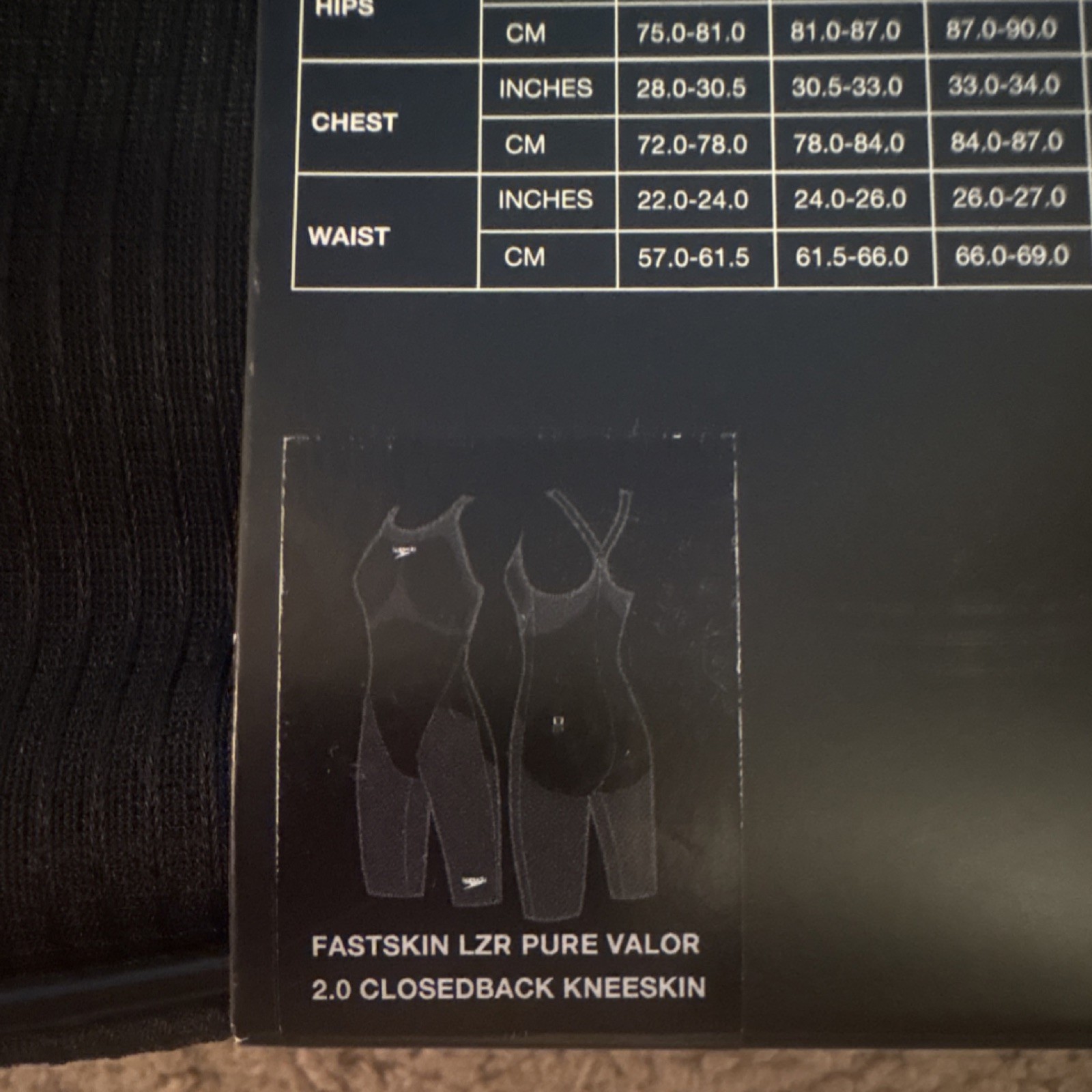Speedo Valor 2.0 Closedback Kneeskin Black Size 23 (BRAND NEW with tag and box)