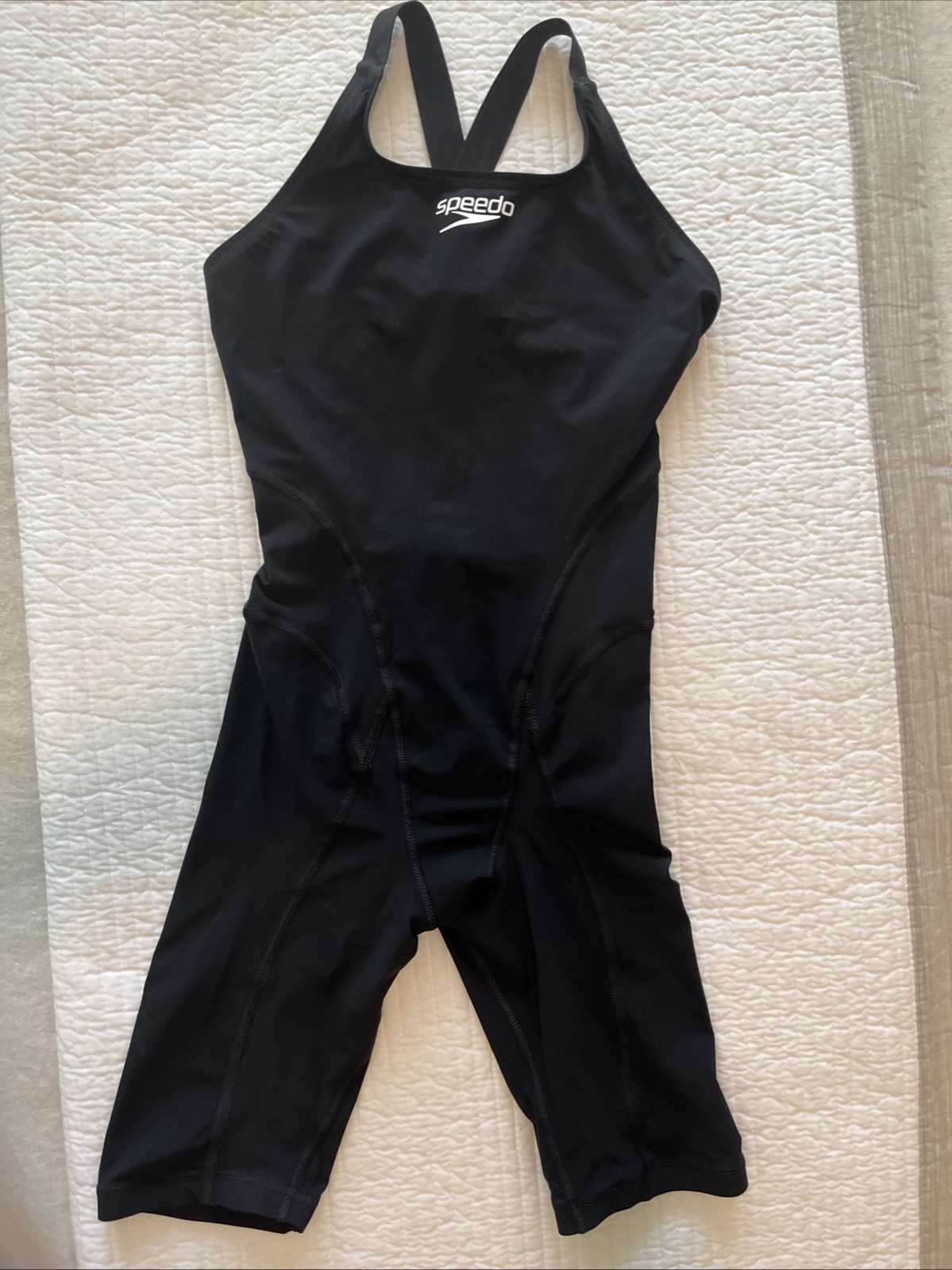 Speedo Vanquisher Kneeskin Tech Suit Black Size 30 12-Under Approved Legal EUC