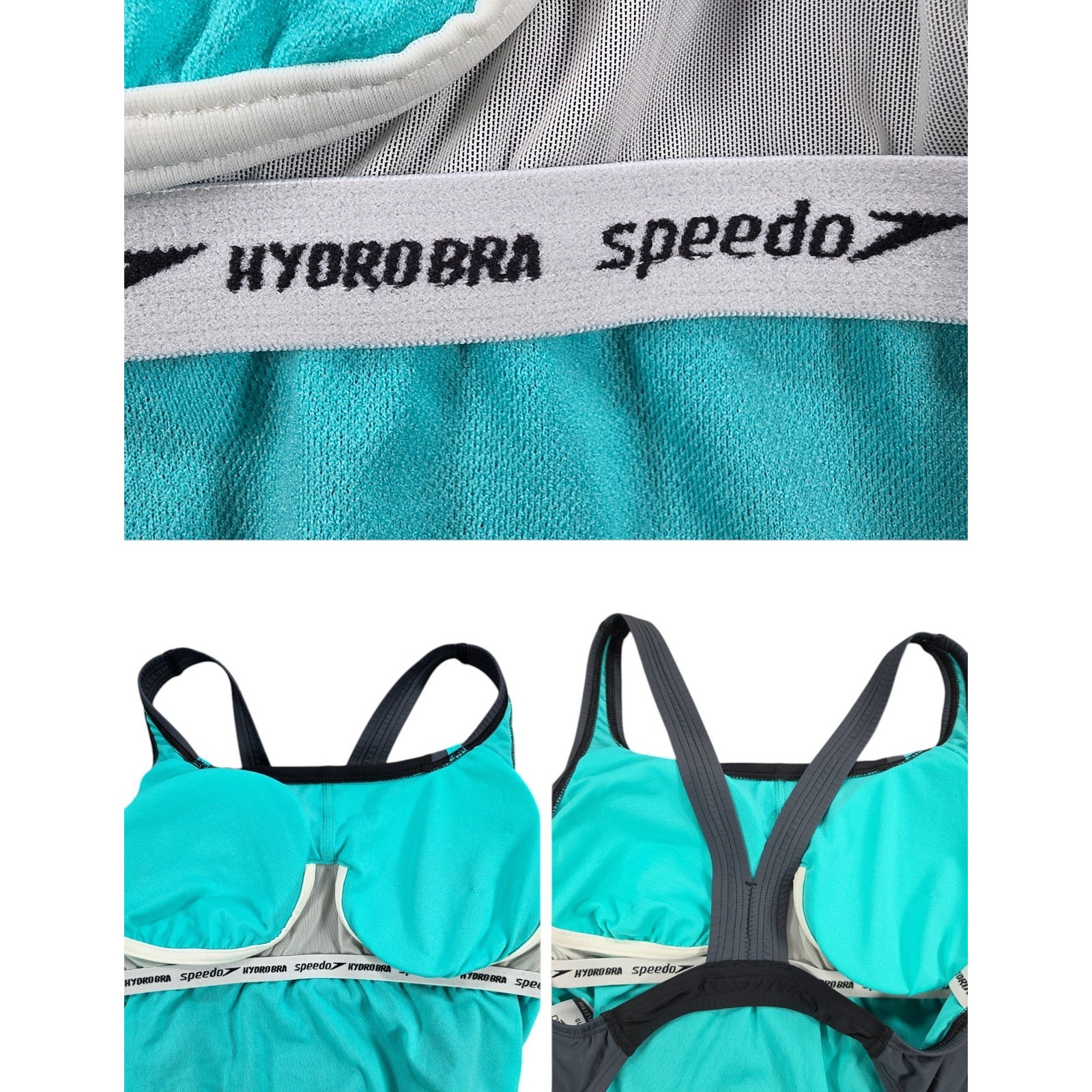 Speedo Athletic One Piece Swimsuit Womens Size 10 PowerFLEX Eco Turquoise Black