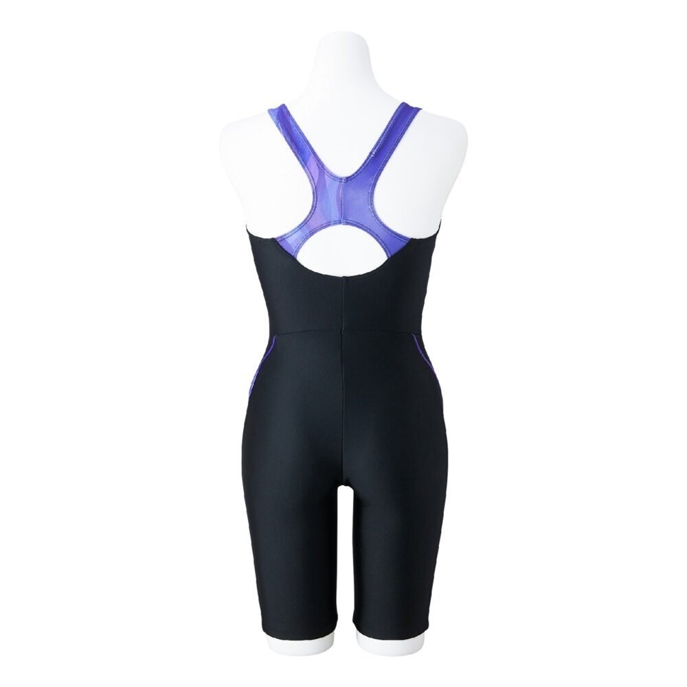Mizuno Women’s Swim Fitness All-in-One Swimsuit Back Strap Color Cocktail BK/VLT
