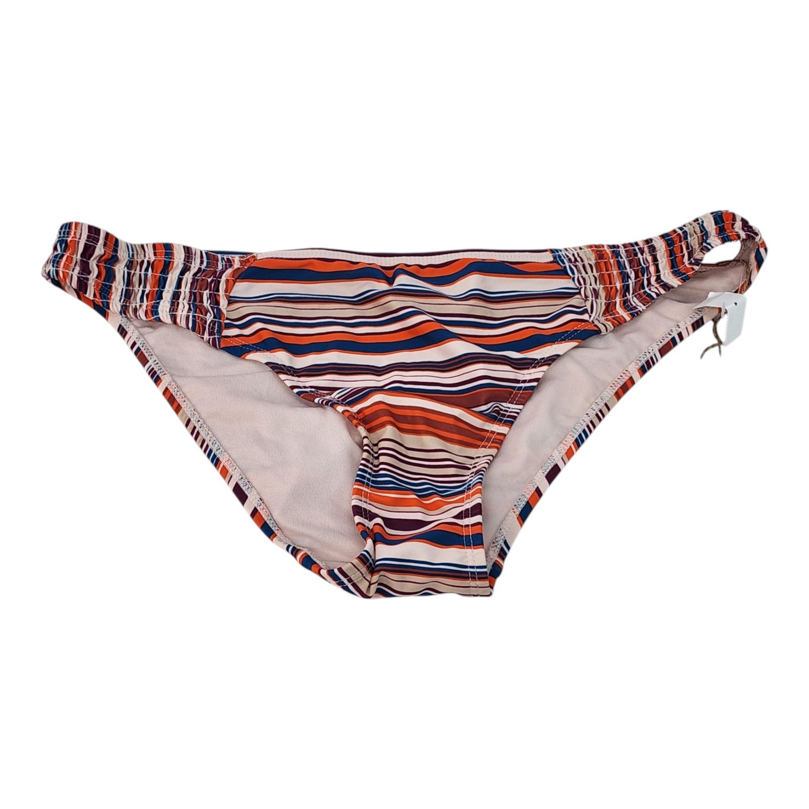 NWT Cabana del Sol Bikini Bottoms L Nautical Striped Ruched Swimsuit Bottom ONLY