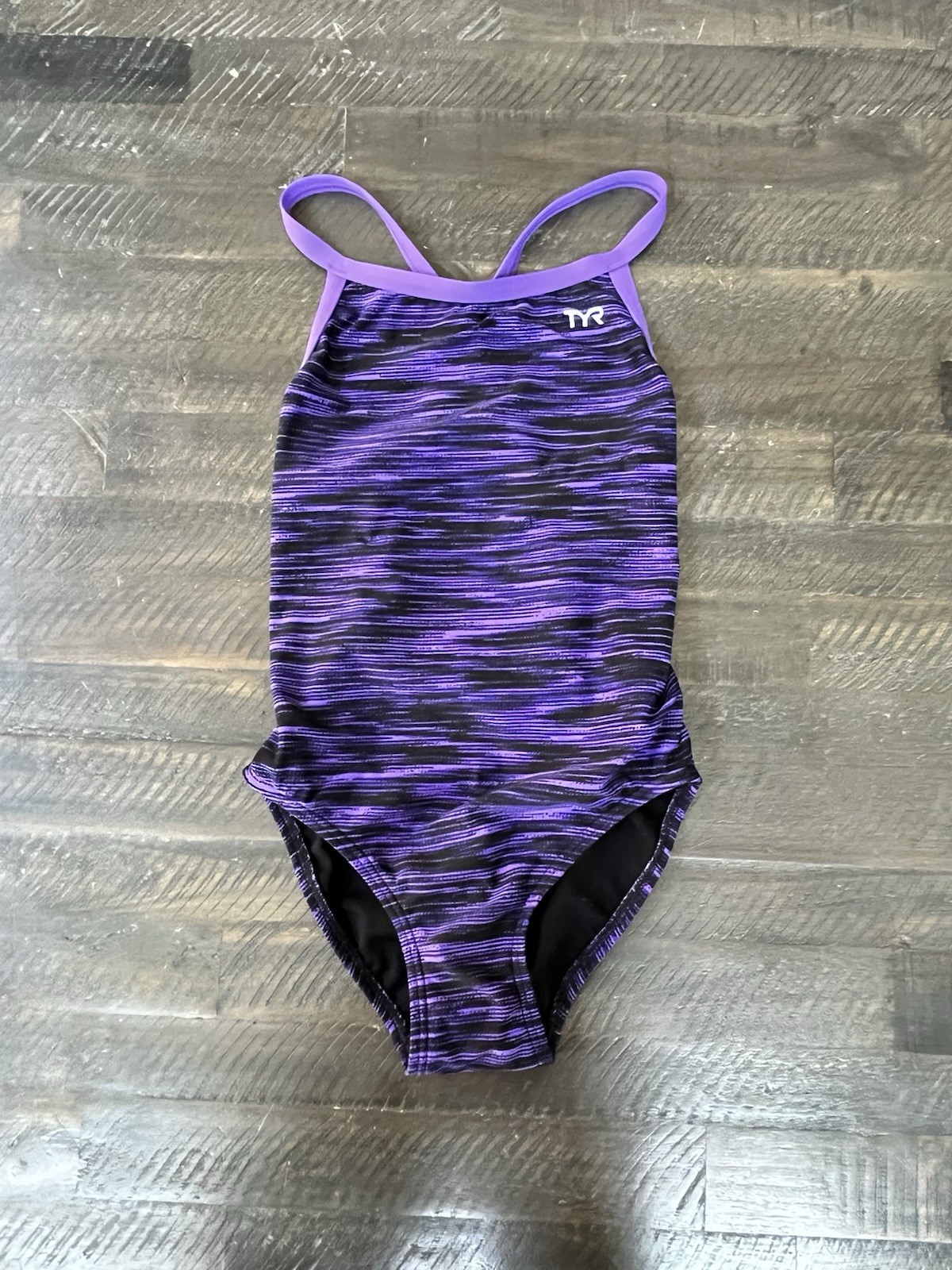 TYR Competitive Swimsuit 28 One Piece Purple Black Youth 10 12 / Womens 0