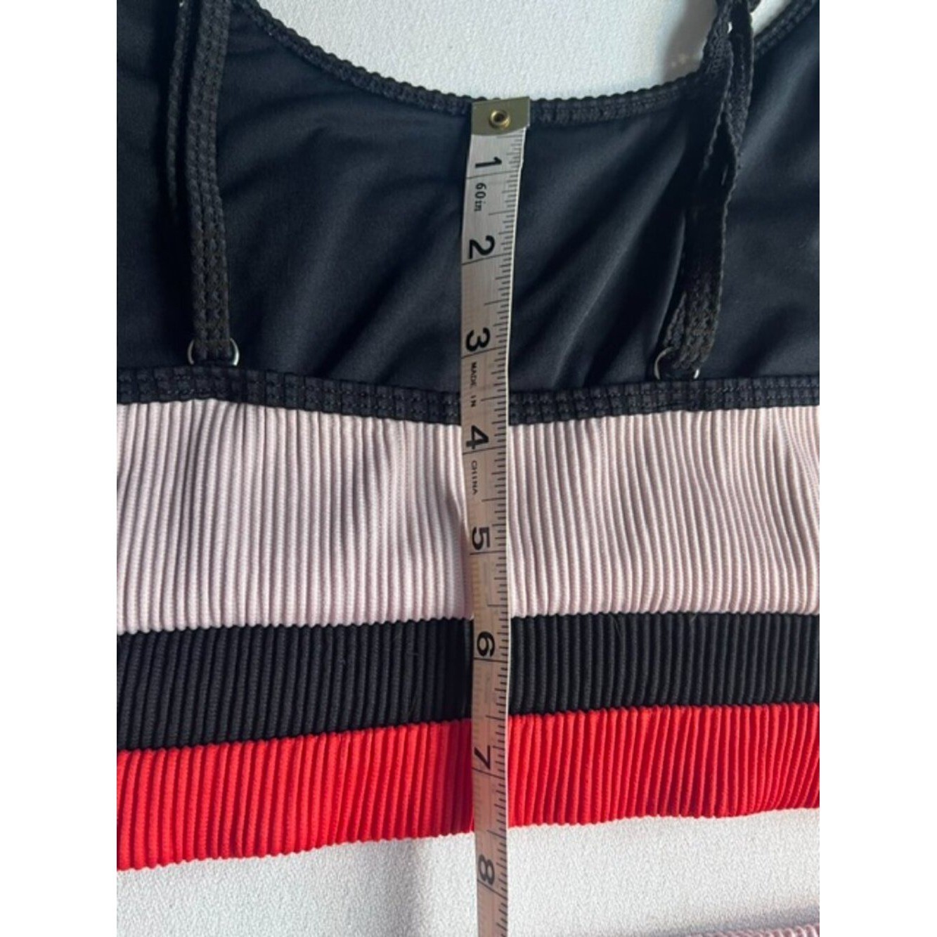 Two-Piece Bikini Set ribbed sporty color block pink black orange high waist