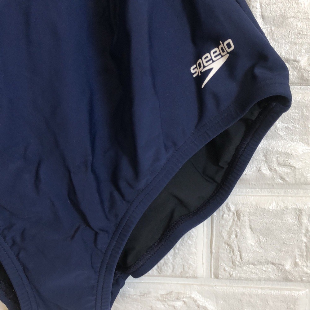 Speedo power navy blue flex racer back swimsuit women’s size 8