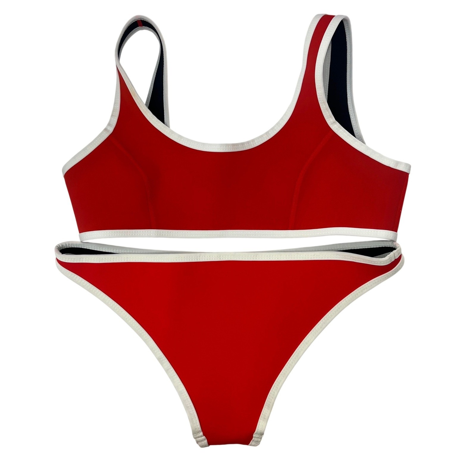 Hoaka Swimwear Bikini Two Piece Red White Neoprene Suit Medium Plus Woman’s Read