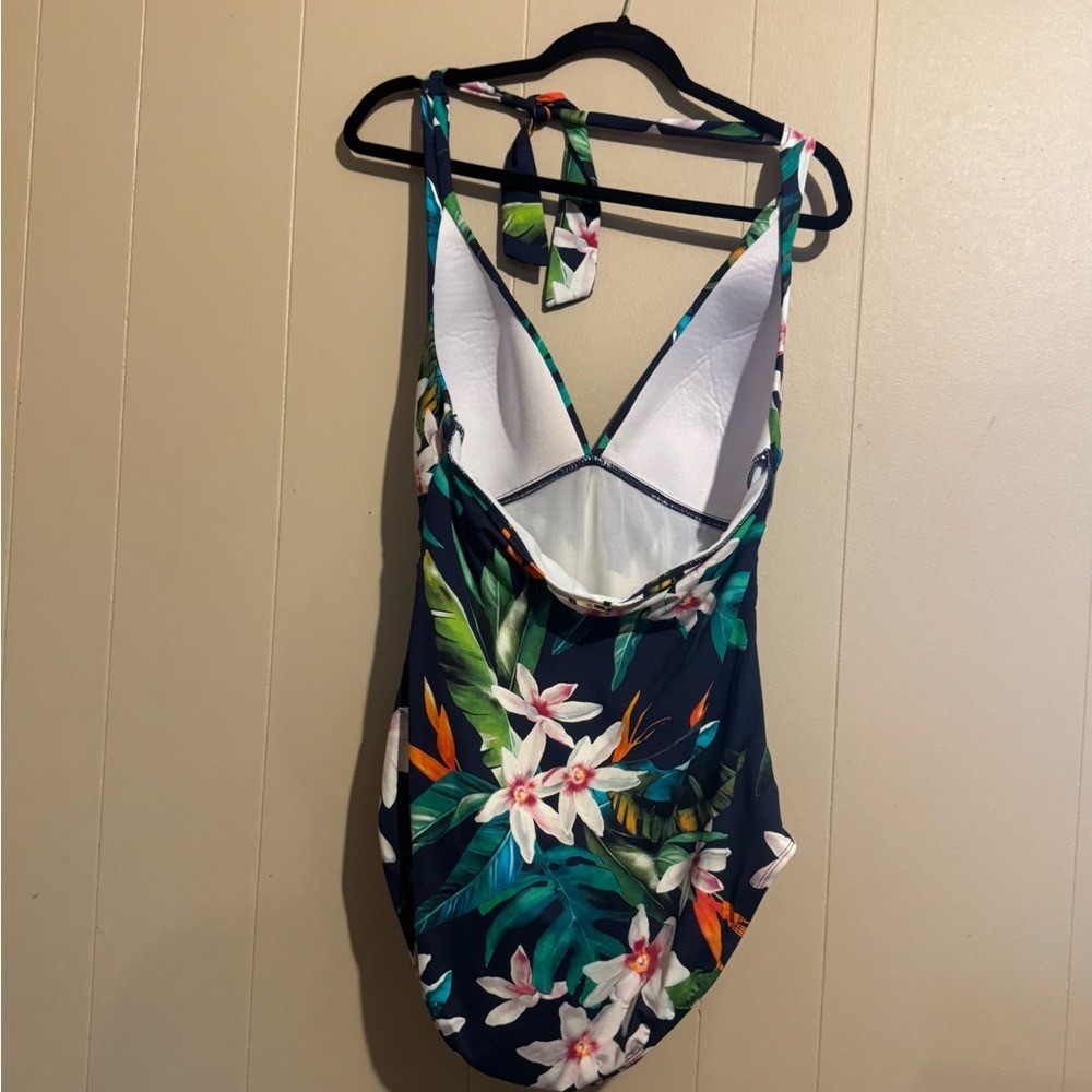 LAUREN RALPH LAUREN Wom. 16 Watercolor Tropical Printed Tummy-Control One-Piece